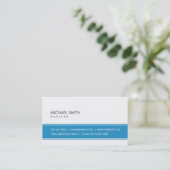 専門のエレガントで明白でシンプルな青および白い 名刺 (スタンド正面)