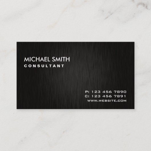 専門のエレガントで明白でモダンで黒いシンプル 名刺 (正面)