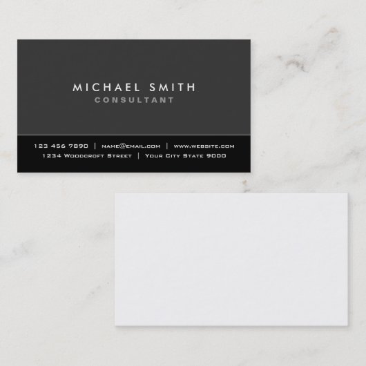 専門のエレガントで明白でモダンな黒いおよび灰色 名刺 (正面/裏面)