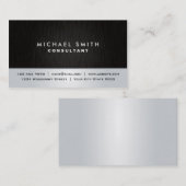 専門のエレガントで明白で黒い銀製のモダン 名刺 (正面/裏面)