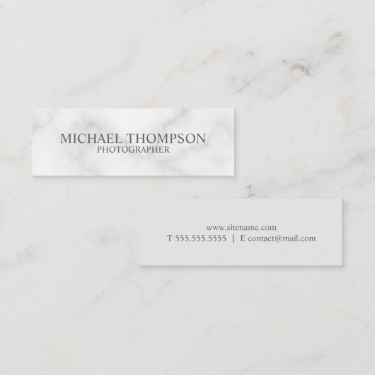 専門のエレガントで白い大理石 スキニー名刺 (正面/裏面)