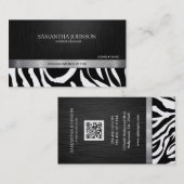 専門のエレガントで黒い及び銀製のシマウマは縞で飾ります 名刺 (正面/裏面)