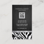 専門のエレガントで黒い及び銀製のシマウマは縞で飾ります 名刺 (裏面)