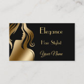 専門のエレガントで黒い金ゴールドの毛のドレッサー 名刺 (正面)
