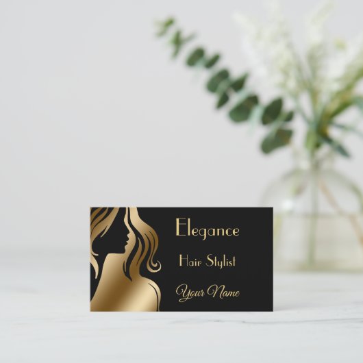 専門のエレガントで黒い金ゴールドの毛のドレッサー 名刺 (スタンド正面)