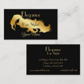 専門のエレガントで黒い金ゴールドの毛のドレッサー 名刺 (正面/裏面)