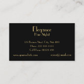 専門のエレガントで黒い金ゴールドの毛のドレッサー 名刺 (裏面)