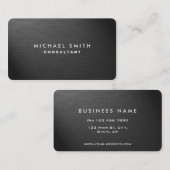 専門のエレガントで黒くモダンで明白な金属 名刺 (正面/裏面)
