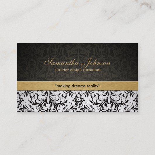 専門のエレガントなダマスク織の名刺 名刺 (正面)