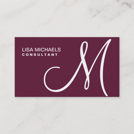 専門のエレガントなモノグラムのメーキャップアーティストの紫色 名刺 (正面)