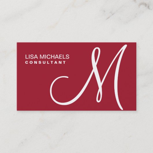 専門のエレガントなモノグラムのメーキャップアーティストの赤 名刺 (正面)