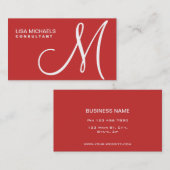 専門のエレガントなモノグラムのメーキャップアーティストの赤 名刺 (正面/裏面)