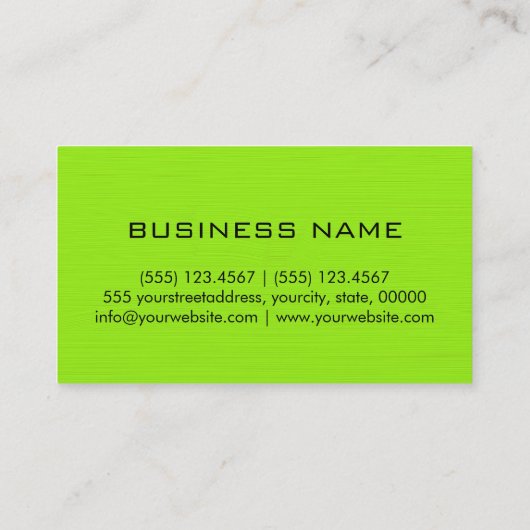 専門のエレガントなモノグラムの平野のライムグリーン 名刺 (裏面)