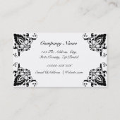 専門のエレガントなモノグラムの黒の花柄 名刺 (裏面)