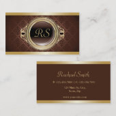専門のエレガントなヴィンテージの花のモノグラムの金ゴールド 名刺 (正面/裏面)