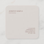専門のエレガントな原稿のモダンな最小主義の上品 スクエア名刺 (裏面)
