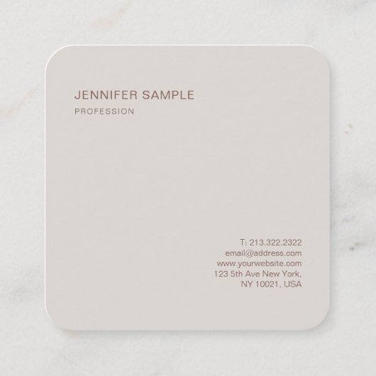 専門のエレガントな原稿のモダンな最小主義の上品 スクエア名刺 (裏面)