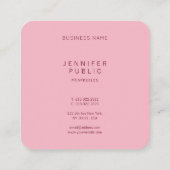 専門のエレガントな淡いピンクの最小主義の贅沢 スクエア名刺 (裏面)
