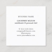 専門のエレガントな野菜の栄養士のシェフ スクエア名刺 (裏面)