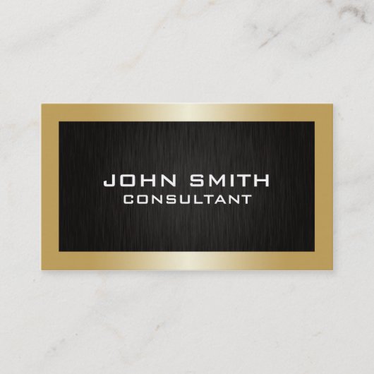 専門のエレガントな金ゴールドのモダンで明白で黒い金属 名刺 (正面)