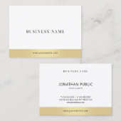 専門のエレガントな金ゴールドの白くモダンなテンプレート 名刺 (正面/裏面)