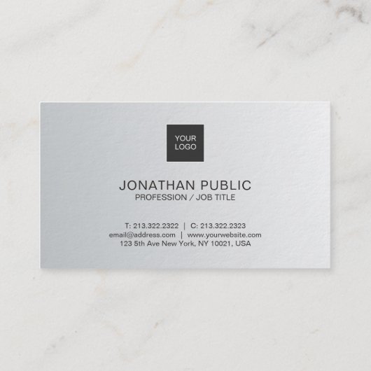 専門のエレガントな銀製のシンプルでシックな贅沢 名刺 (裏面)