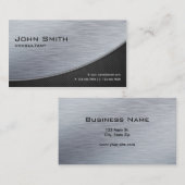 専門のエレガントな銀製のモダンな金属の黒 名刺 (正面/裏面)