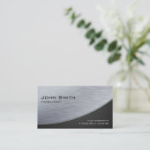 専門のエレガントな銀製のモダンな金属の黒 名刺 (スタンド正面)