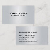 専門のエレガントな銀製の金属の平野のモダン 名刺 (正面/裏面)