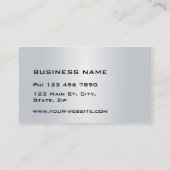 専門のエレガントな銀製の金属の平野のモダン 名刺 (裏面)