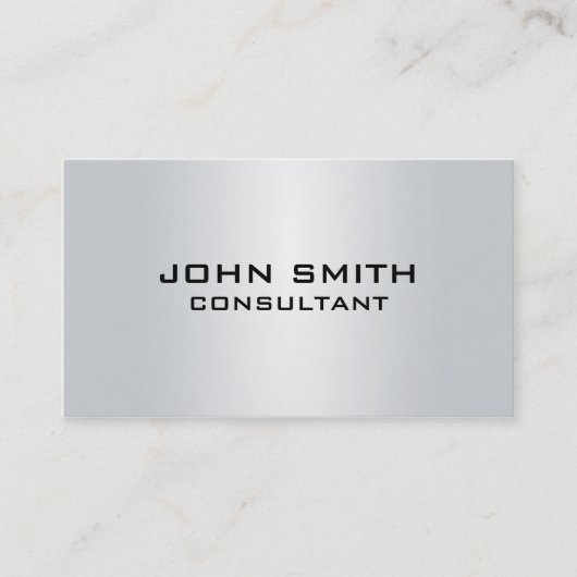 専門のエレガントな銀製の金属の平野のモダン 名刺 (正面)