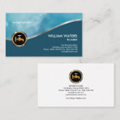 専門のエレガントな青緑色の銀製の波の鉛管工 名刺 (正面/裏面)