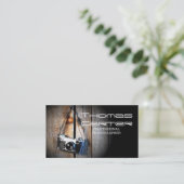 専門のカメラマンのカメラの写真カード 名刺 (スタンド正面)