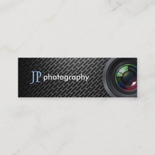 専門のカメラマンのカメラレンズ スキニー名刺 (正面)