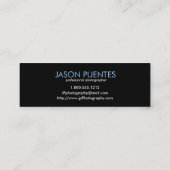 専門のカメラマンのカメラレンズ スキニー名刺 (裏面)