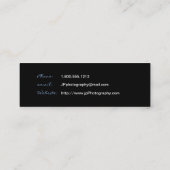 専門のカメラマンのカメラレンズ スキニー名刺 (裏面)