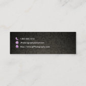 専門のカメラマンのカメラレンズ スキニー名刺 (裏面)