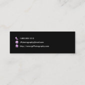 専門のカメラマンのカメラレンズ スキニー名刺 (裏面)