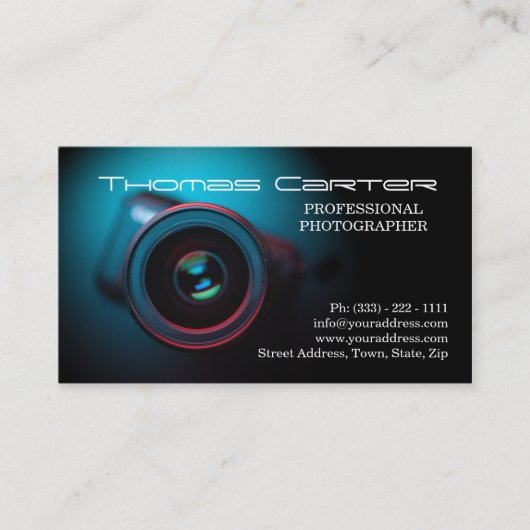 専門のカメラマンのデジタル写真カード 名刺 (正面)