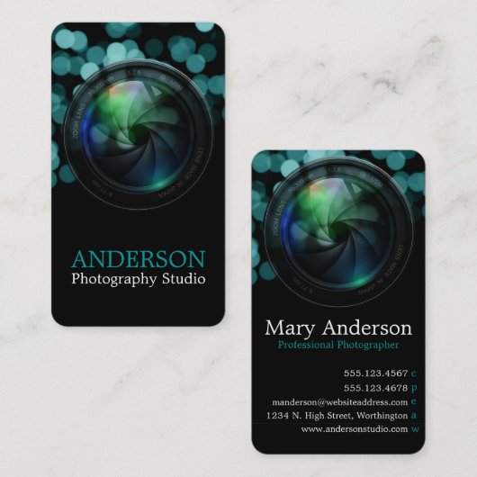 専門のカメラマンの縦の名刺7 名刺 (正面/裏面)