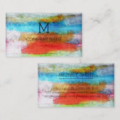 専門のカラフルでモダンな木製のモノグラム#23 名刺 (正面/裏面)