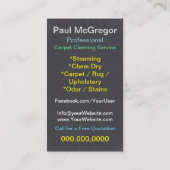 専門のカーペットのクリーニングサービス 名刺 (裏面)