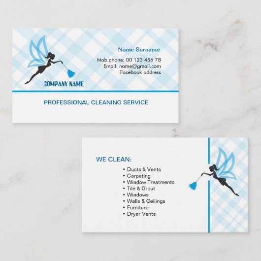 専門のクリーニングのサービス業カード 名刺 (正面/裏面)