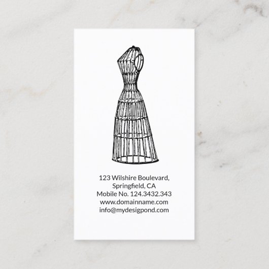 専門のコスチュームデザイナーの専門家のスタイリスト 名刺 (裏面)