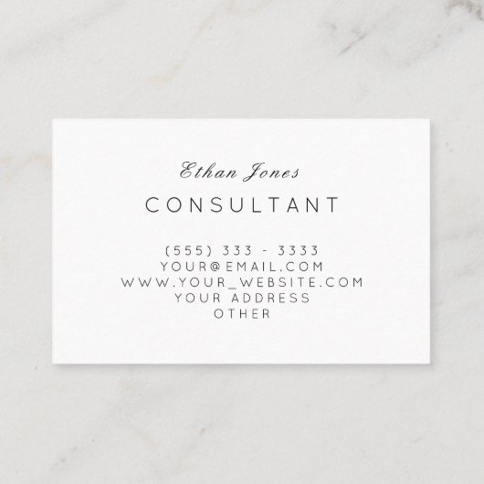 専門のコンサルタントの最小主義の明白な上品 名刺 (裏面)
