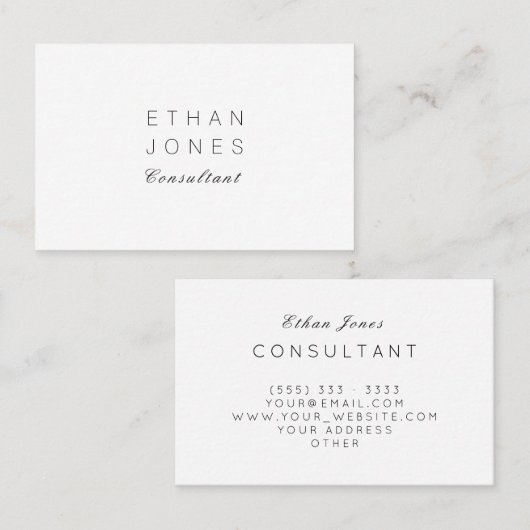 専門のコンサルタントの最小主義の明白な上品 名刺 (正面/裏面)