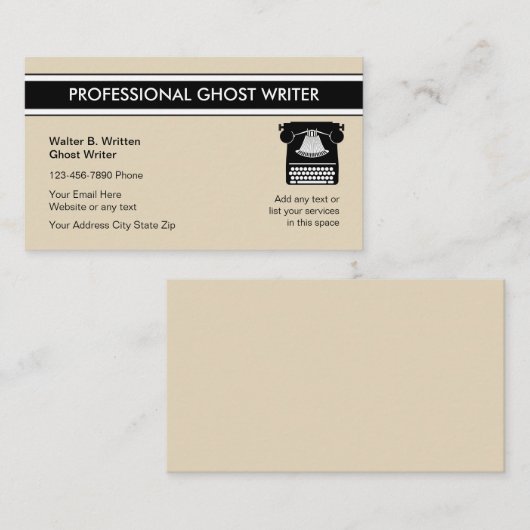 専門のゴーストライターの名刺 名刺 (正面/裏面)