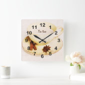 専門のシェのティーカップ スクエア壁時計 (ホーム)