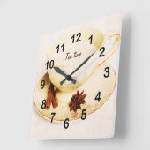 専門のシェのティーカップ スクエア壁時計 (傾斜)