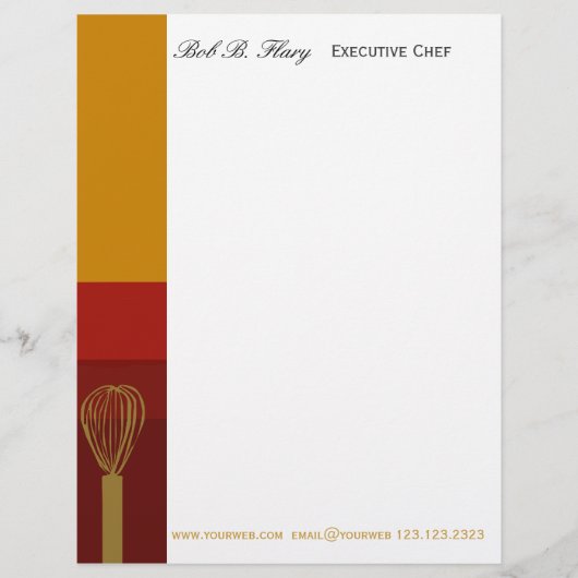 専門のシェフのケータリングの調理師のレシピ レターヘッド (正面)